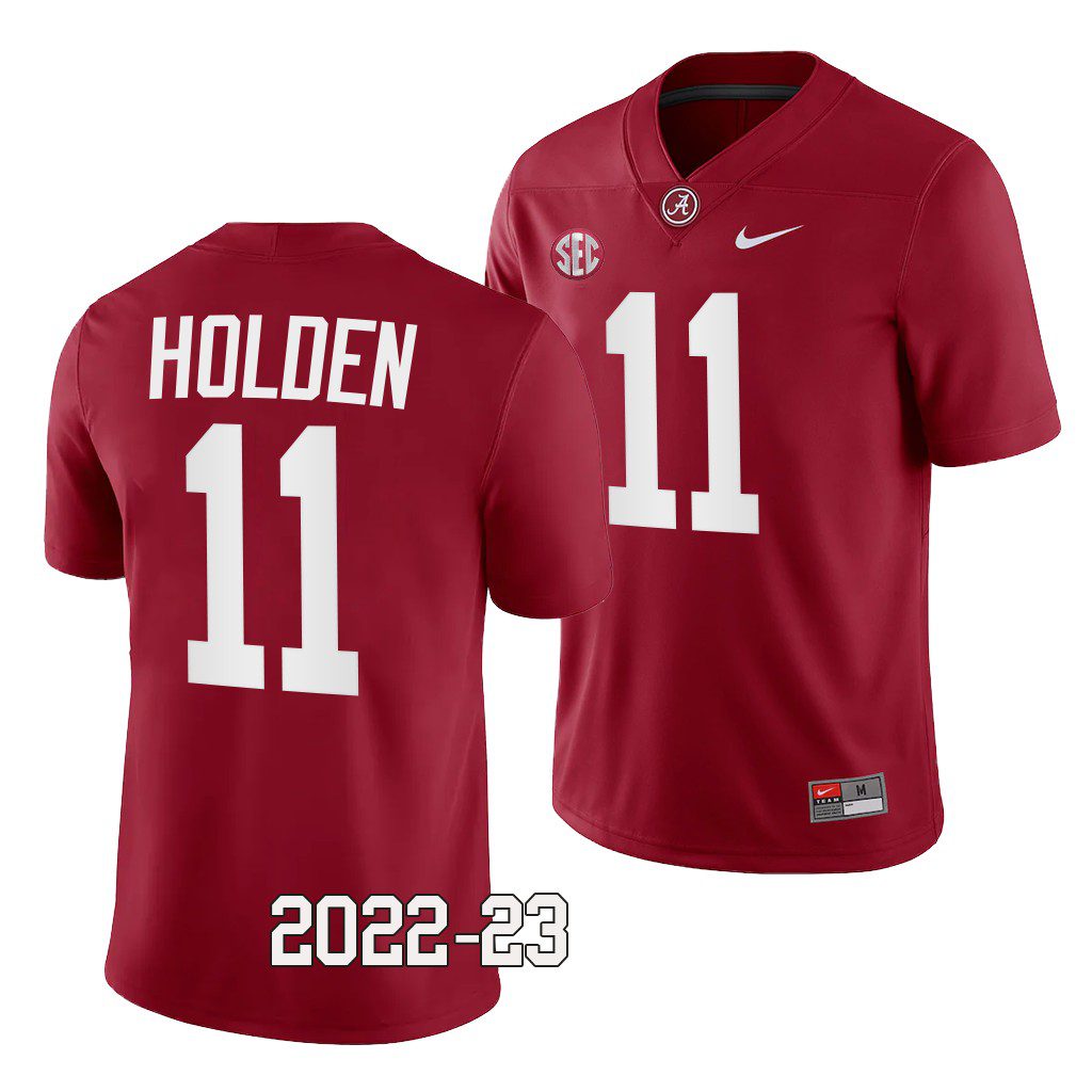 Men's Alabama Crimson Tide Traeshon Holden #11 Crimson 2022-23 NCAA College Football Jersey